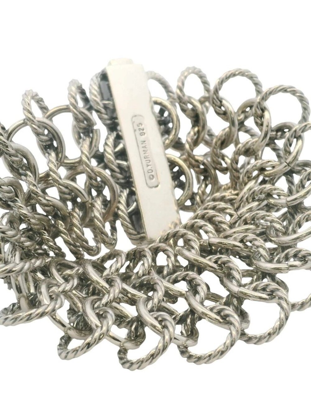 Retired David Yurman 925 Sterling Silver Atlas Chainmail Wide 7.25" Bracelet